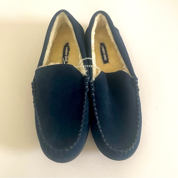 Bleu Navy Lands’End Slippers Size 10. - Picture 2 of 7